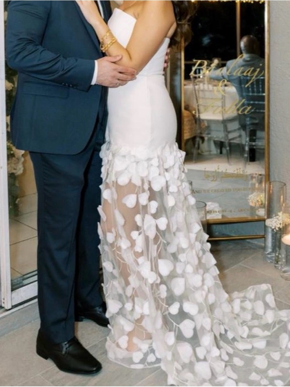 NS Sposa Luxury Turkish Designer White 3D Floral Gown / Bridal Dress